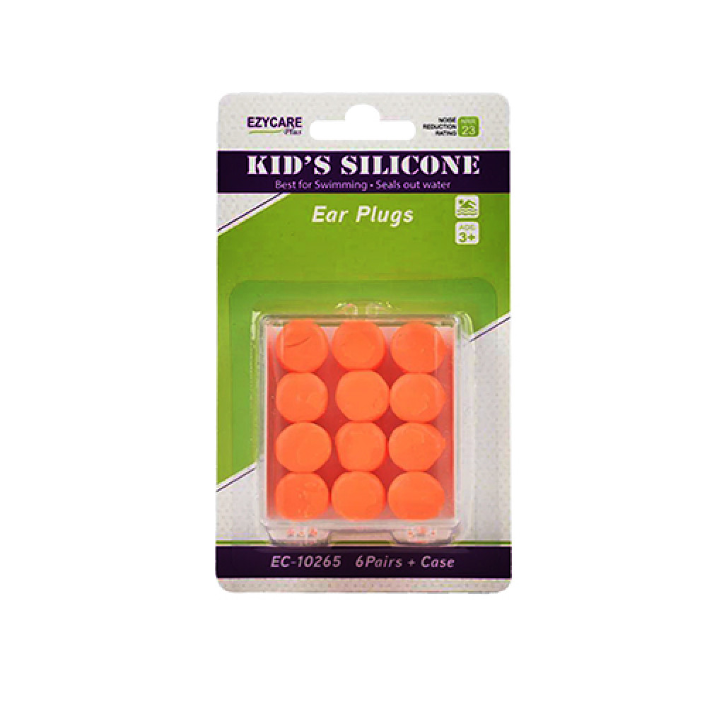 Ezycare Plus Kid's Silicone Ear Plugs 6 Pair+Case