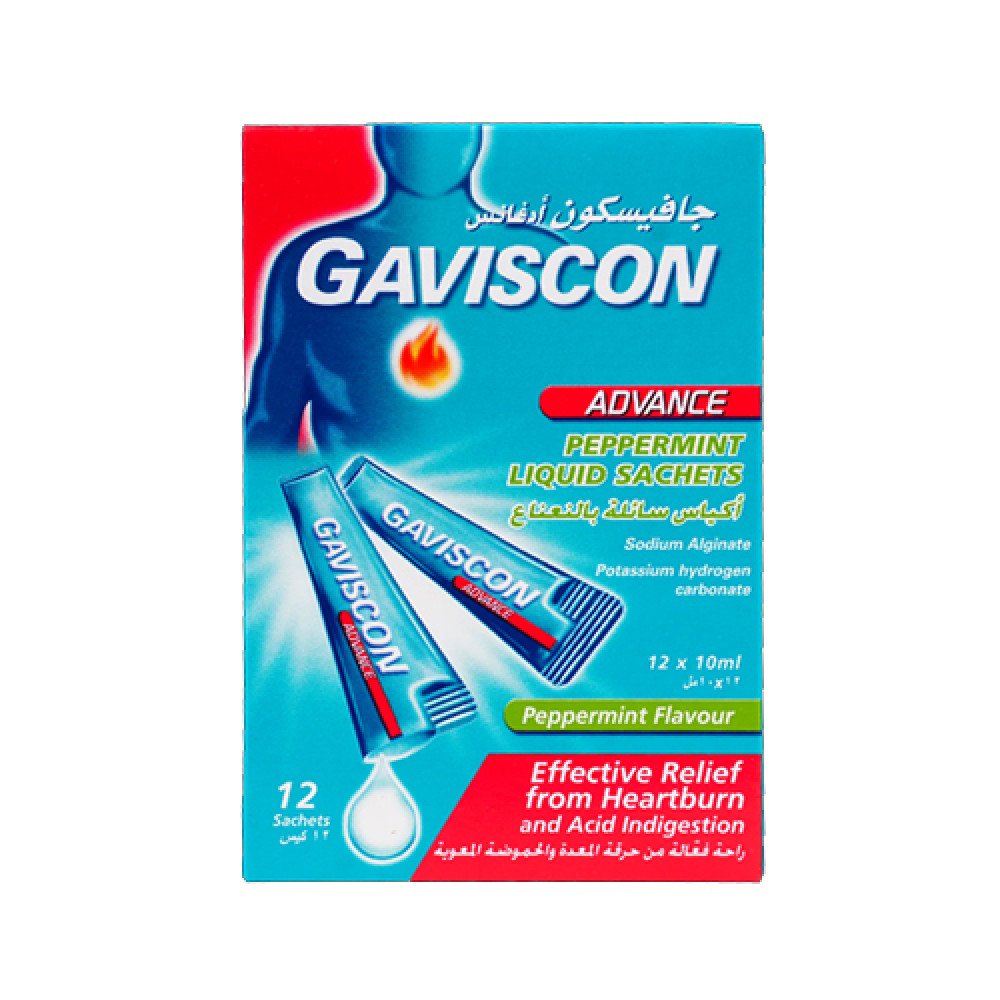 Gaviscon Advance Peppermint Liquid 10ml 12 Sachets