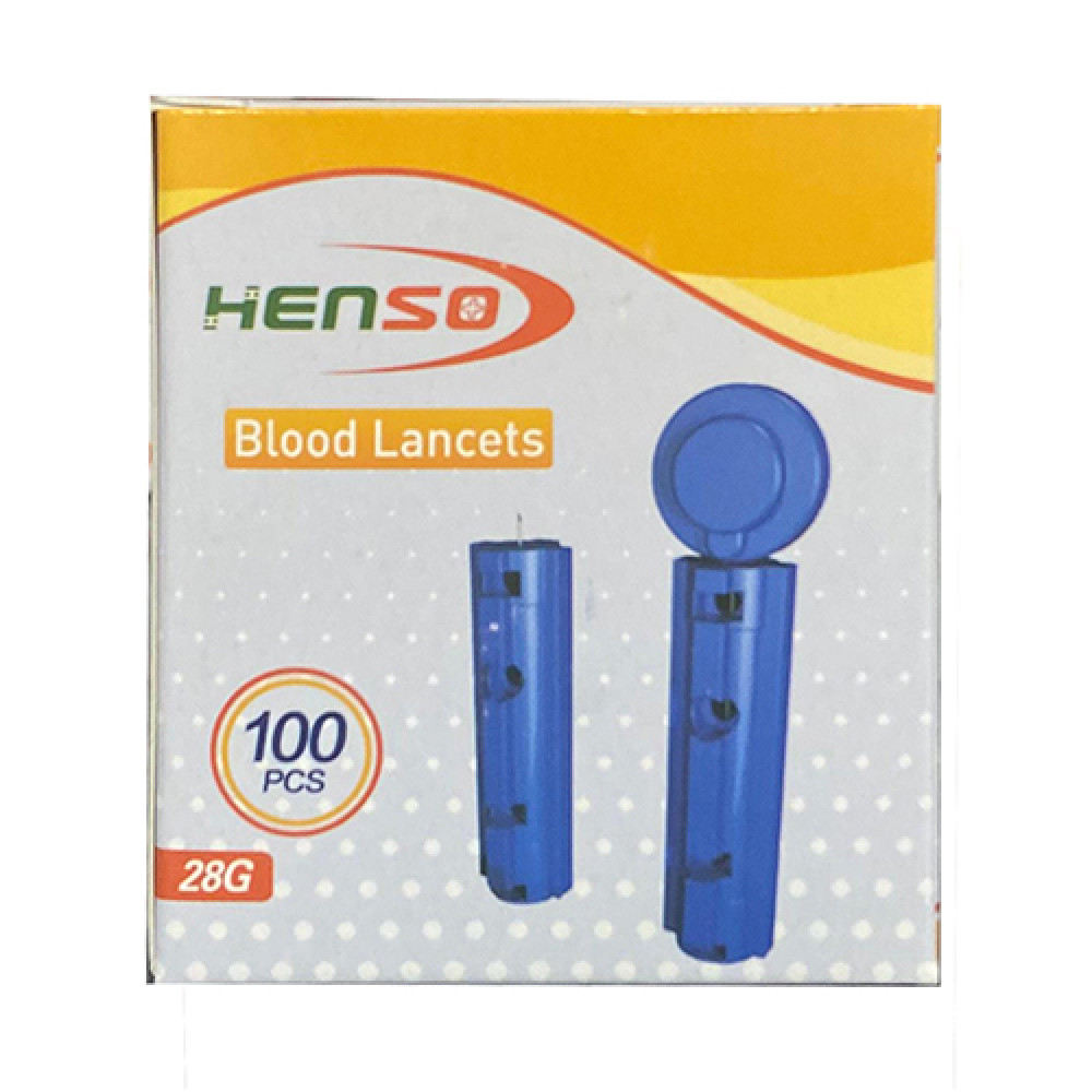 Henso Blood Lancets 28G 100 Pcs (Blue)