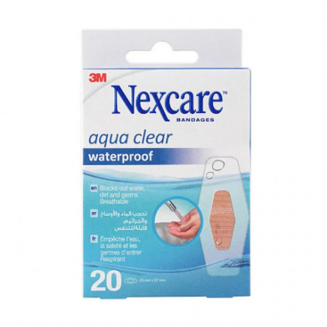 NEXCARE AQUA CLEAR WATER PROOF BANDAGES 26 X 57MM 20PCS