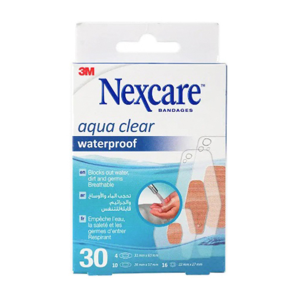 NEXCARE AQUA CLEAR WATERROOF ASSORTED BANDAGES 30PCS-588
