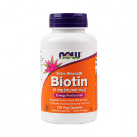 Now Extra Strength Biotin 10mg 10000mcg 120 Veggie Capsules