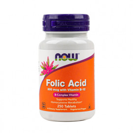Now Folic Acid 800mcg with Vitamin B-12 250 Tablets