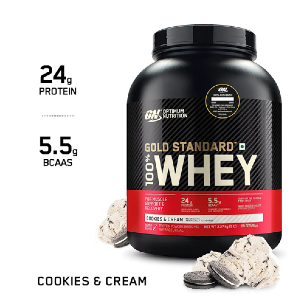On Gold Standard 100% Whey Protein Powder Cookies & Cream 5 LB