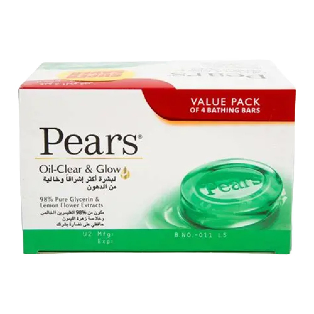 Pears Oil-Clear & Glow Soap Bars Value Pack  4 x 125g