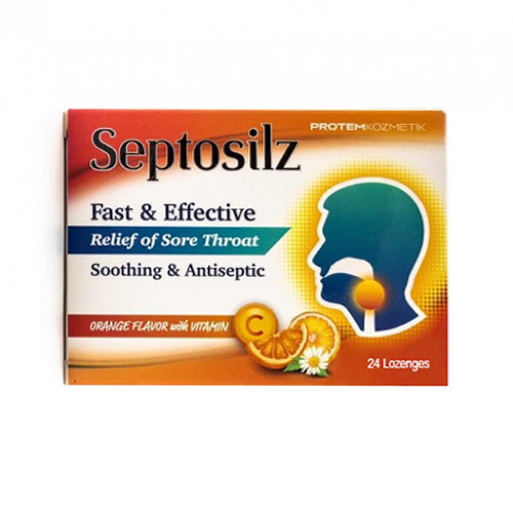 Septosilz Orange Flavor With Vitamin C 24 Lozenges
