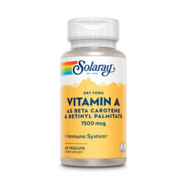 Solaray Dry Form Vitamin A 7500mcg 60 Veg Capsules