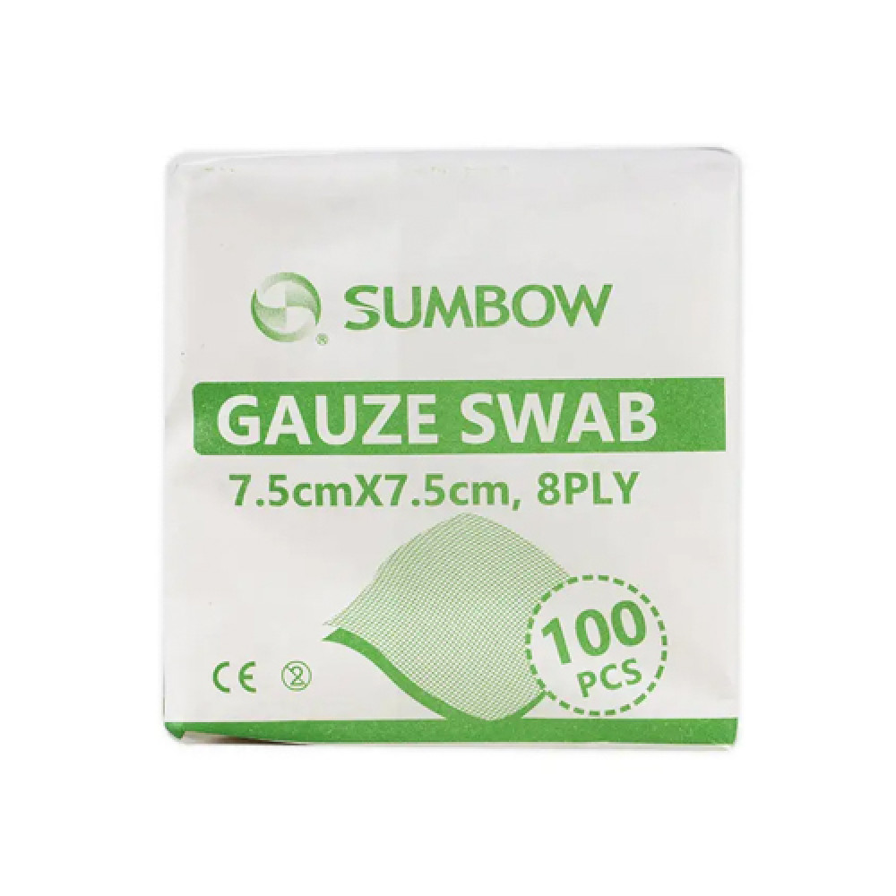 Sumbow Gauze Swab Non-Sterile 7.5x7.5cm 8ply 100 Pieces