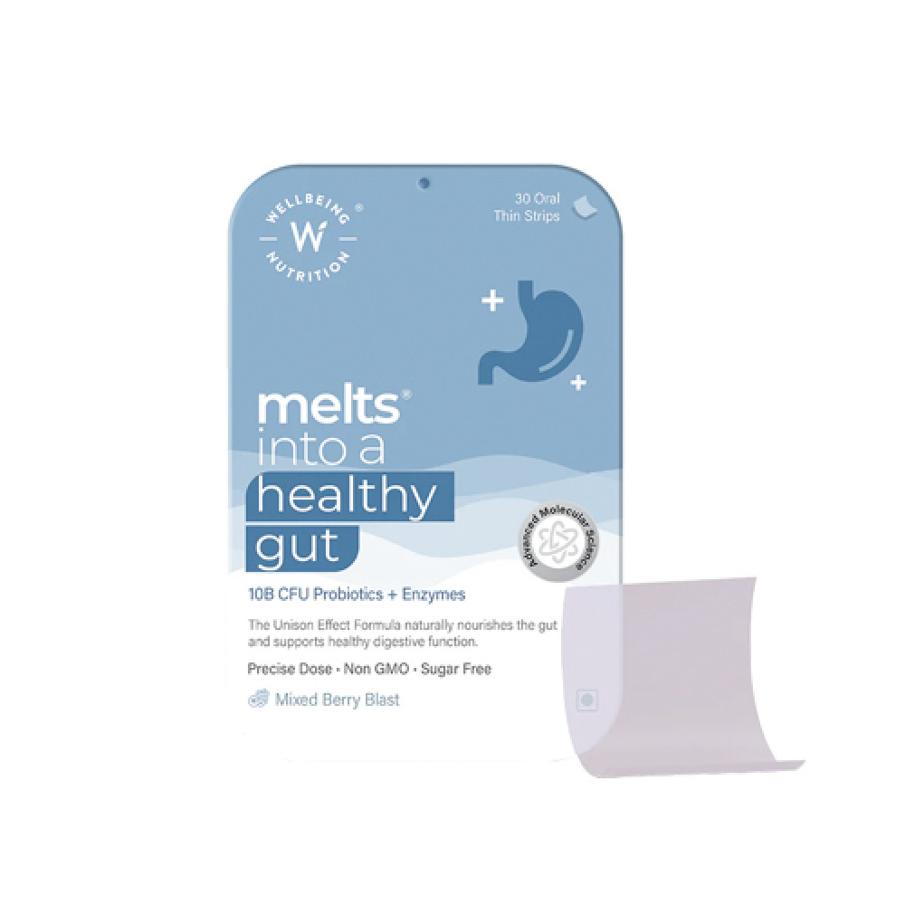 Wellbeing Melts Into Healthy Gut Mixed Berry Blast Sugar Free 30 Strips 